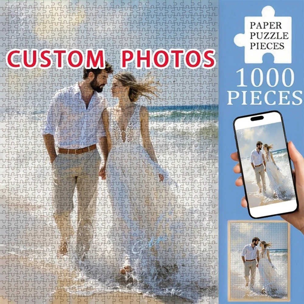 35/300/500/1018pcs Personalized Custom Photo Puzzle Couple Photos DIY Toy Decoration Collectiable Gift Present Christmas