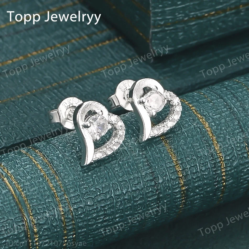 

Elegant 925 Sterling Silver Exquisite Heart Shape Zircon Earrings Fashion Women Wedding Gift Accessories