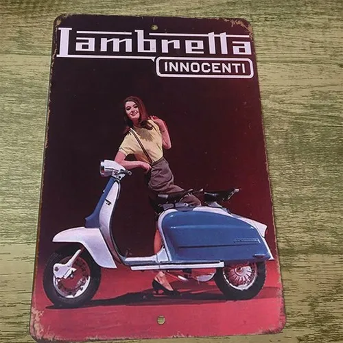 Lambretta Innocenti Vintage Look Scooter Moped Motorcycle Bike  Metal Sign