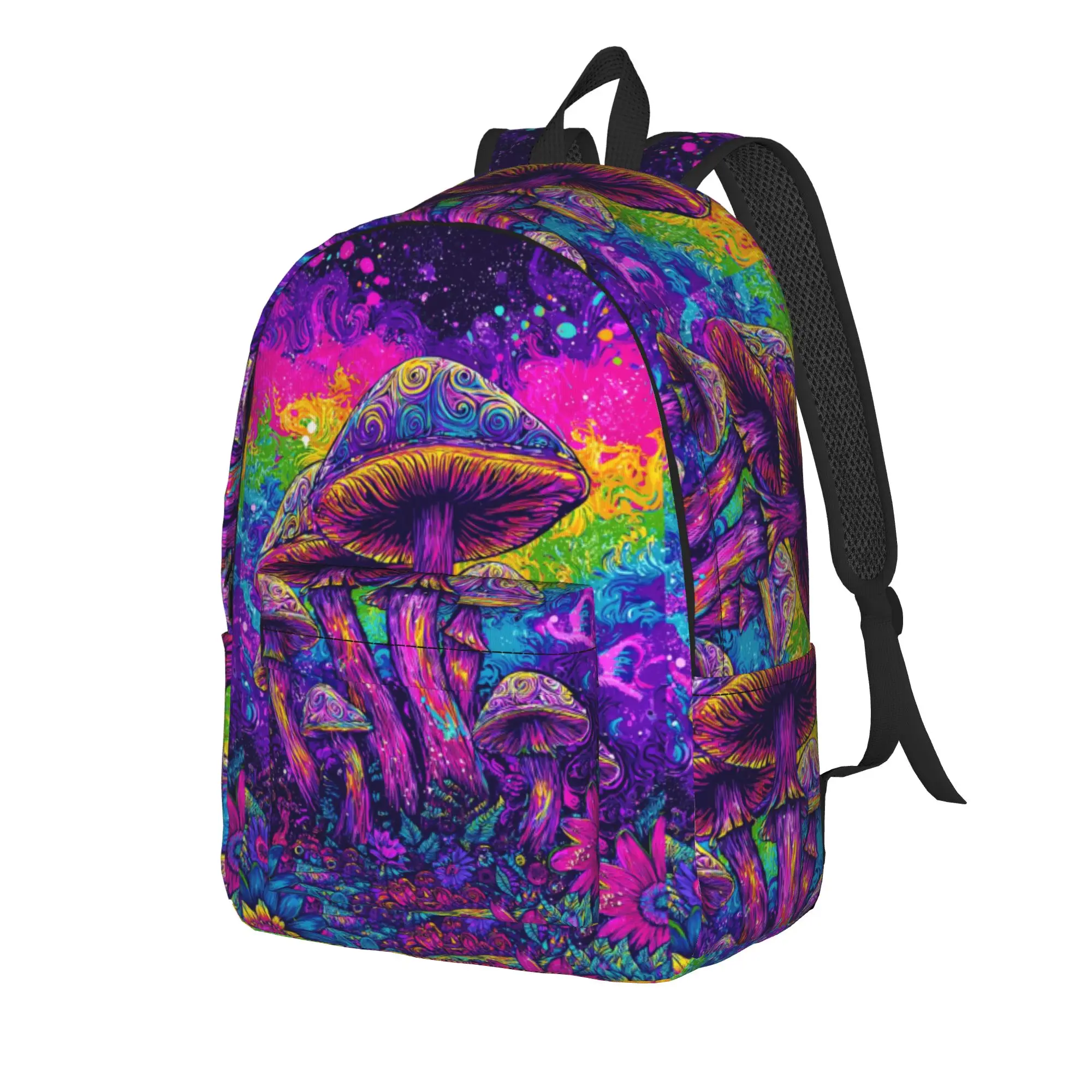 Psychedelic Purple Magic Mushroom Backpack  Novelty Backpacks Boy Outdoor Lightweight High School Bags Designer Rucksack