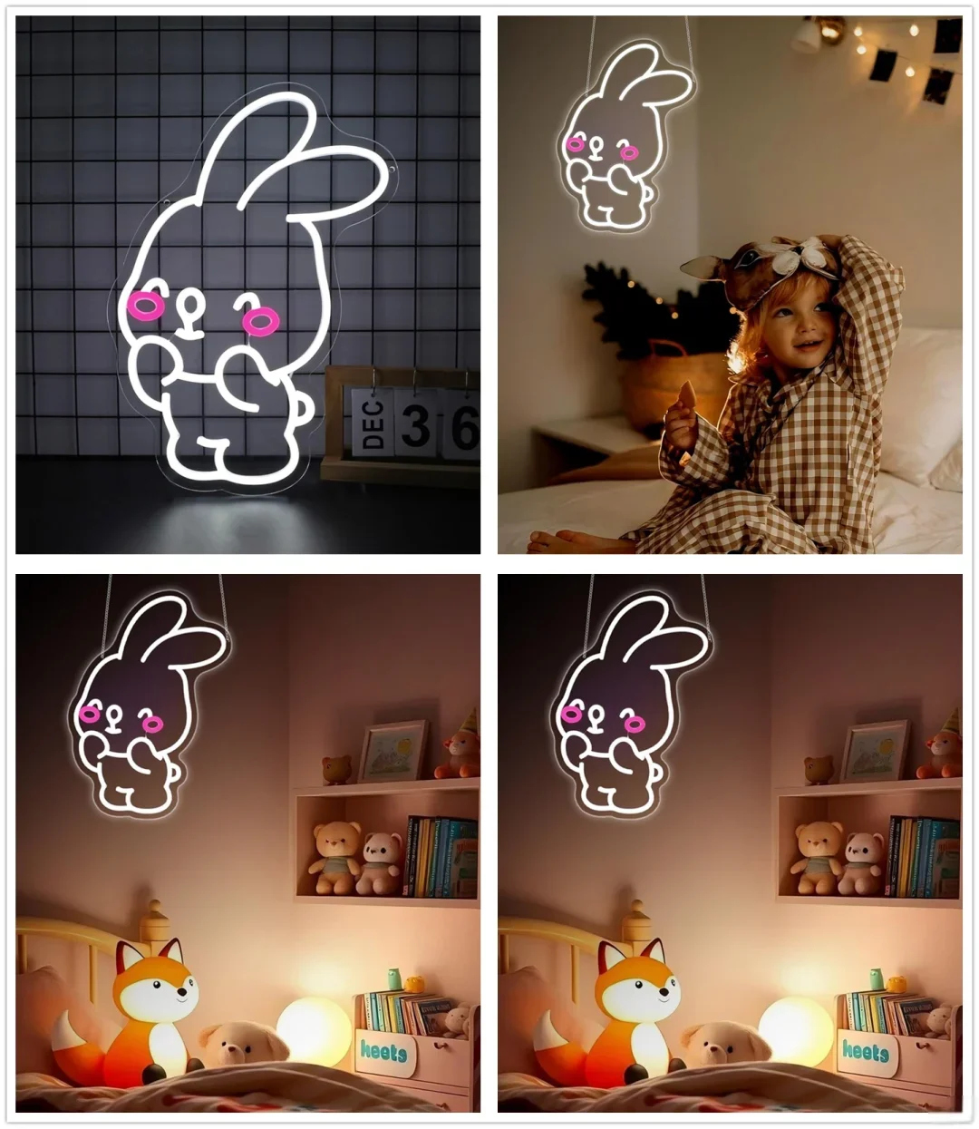 Vendita calda personalizzata a forma di animale di coniglio LED insegna al neon luce decorazione per interni/esterni per bar negozi uffici matrimoni ospedali