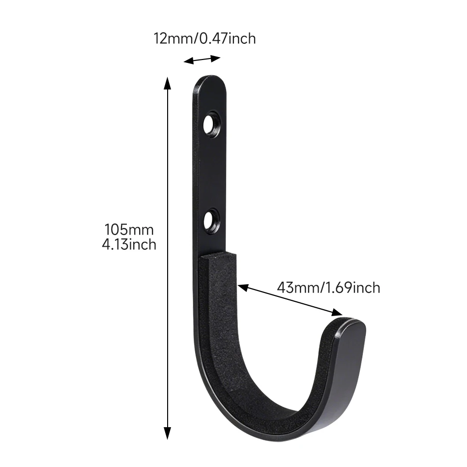 Black Wall mounted gun rack hooks, set of 4, designed specifically for storing rifles, shotguns, and bows and arrows.