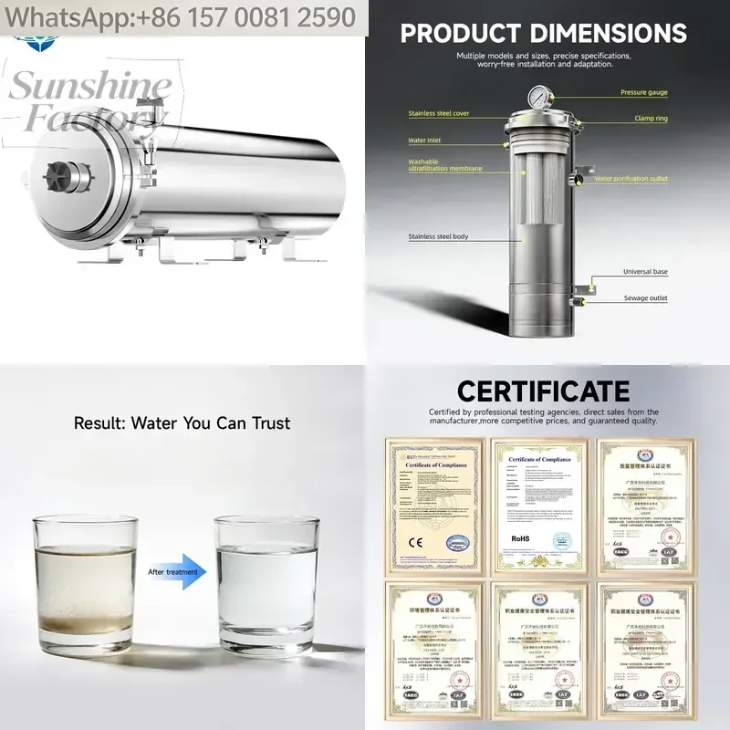 JC Factory Direct 1000L Stainless Steel Whole House Central Water Purifier Pump Ultrafiltration Activated Carbon Purification