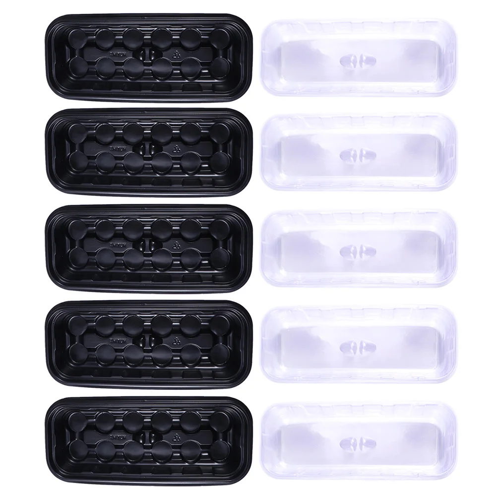 

5Sets Sowing Tray for Plants Quality Plastic Germination Box Easy to Use Moisture Heat Retention for Home Nursery Pot Growing