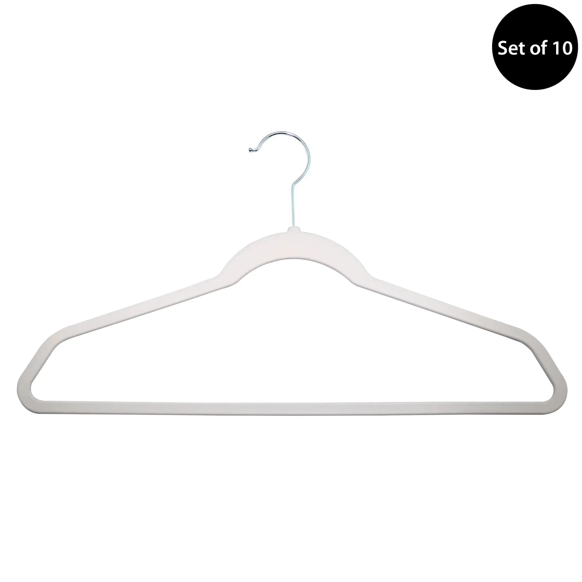 

(3 шт.) Нескользящие прорезиненные вешалки – 10 шт., бежевые