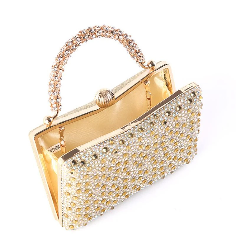 Luxury Design Women Evening Bag Party Banquet Glitter Top Handle Bag Purse For Ladies Wedding Clutch Handbag Chain Shoulder Bag