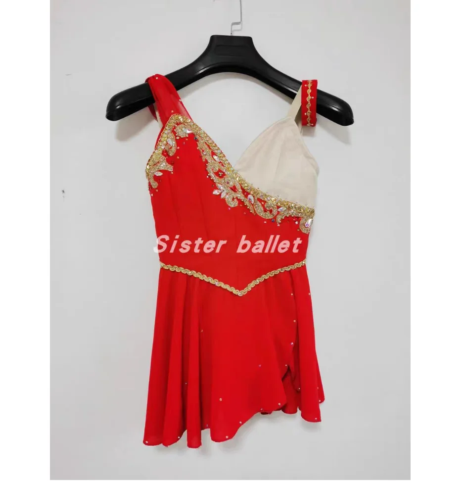 2024 New Big Love Variations Big Red Short Skirt Ballet Competition Custom skirt Adult children dance Competition Red gauze skir