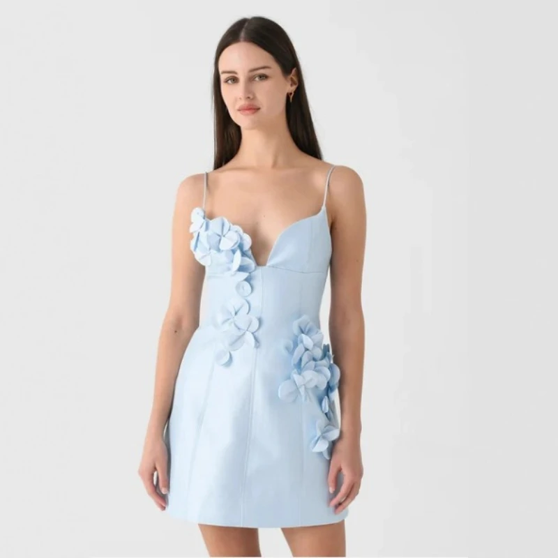 Light Luxury Niche Camisole Backless Dress 2026 Summer Fashion French Temperament Elegant Flower Short Strapless Skirt for Women