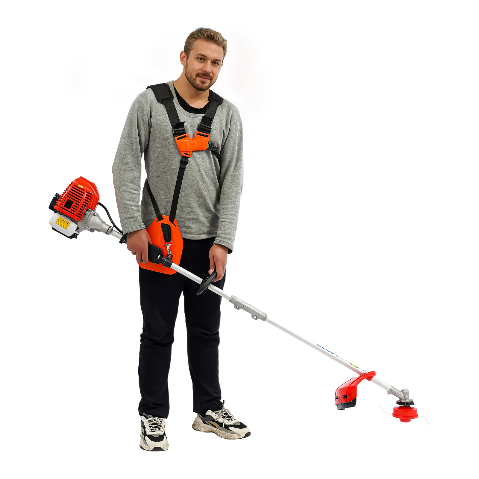 جزازة العشب متعددة الوظائف ثنائية الأشواط مع عمود تمديد، أداة حديقة 4 في 1 تعمل بالغاز، أداة تشذيب العشب 1.4 كيلو وات 51.7 سي سي