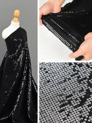 Black High Elastic Sequin Fabric Dress for Women Drape Feel Fashion Fabric for Sewing Material  By The Meters