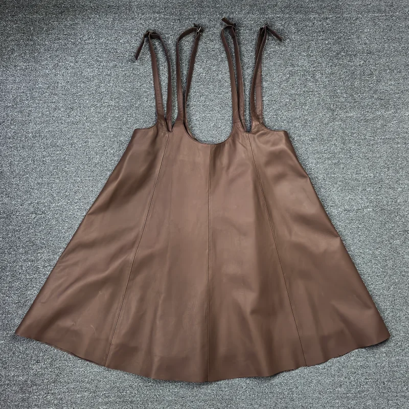 

Весна 2026: Женская свободная юбка А-силуэта из овечьей кожи, модная, повседневная, удобная, из натуральной кожи