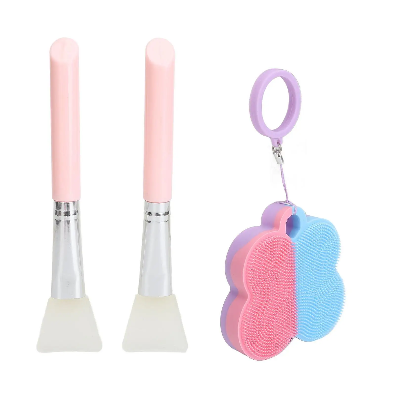 Set di scrubber per il viso in silicone e strumenti per pennelli per maschera facciale blu - Elementi essenziali per la cura della pelle con anello per appendere