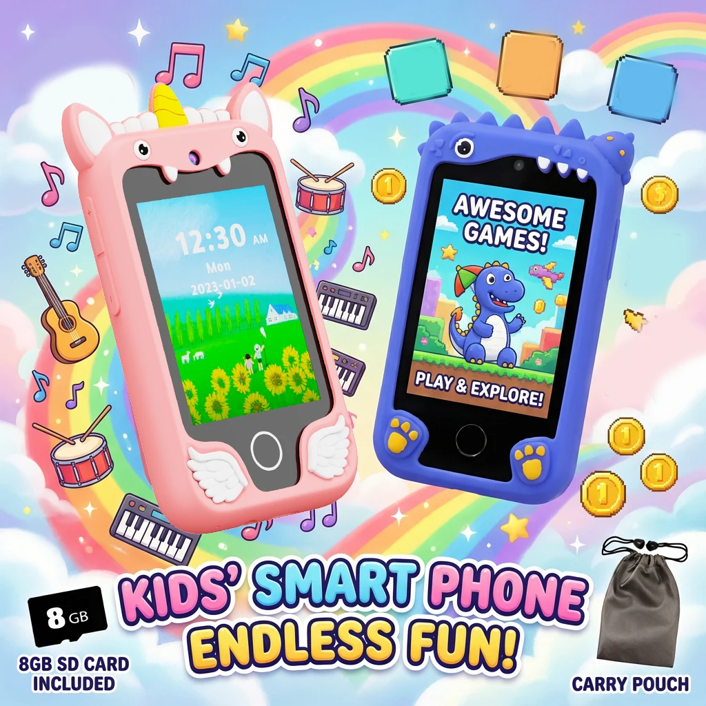 Telefono Musicale per Bambini, Giocattolo Educativo con Touchscreen a Forma di Unicorno, Regalo di Compleanno e Natale per Bambine e Bambini