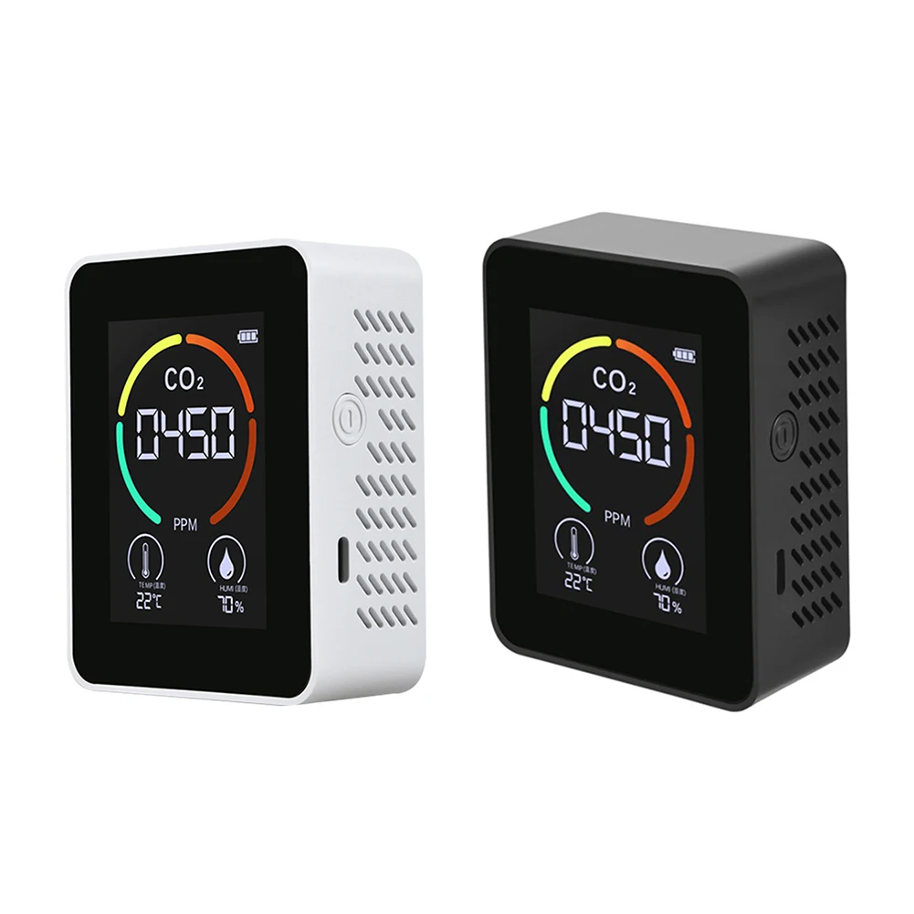 3 in 1 Carbon Dioxide Detector Semiconductor Sensor Gas Concentration Detection Type-c Charging Gas Detector Analysis Instrument