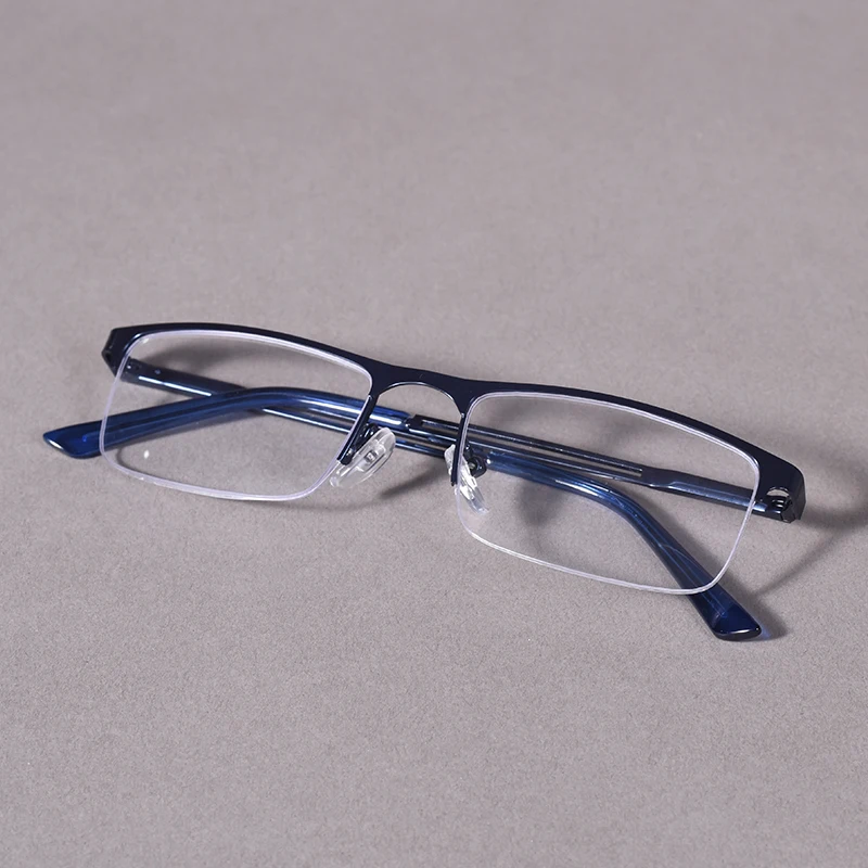 Herren-Lesebrille mit halbem Rahmen, modisch, quadratisch, Business-Rezeptbrille, blaues Licht blockiert + 125 + 175 + 225 + 275 – Detail 11