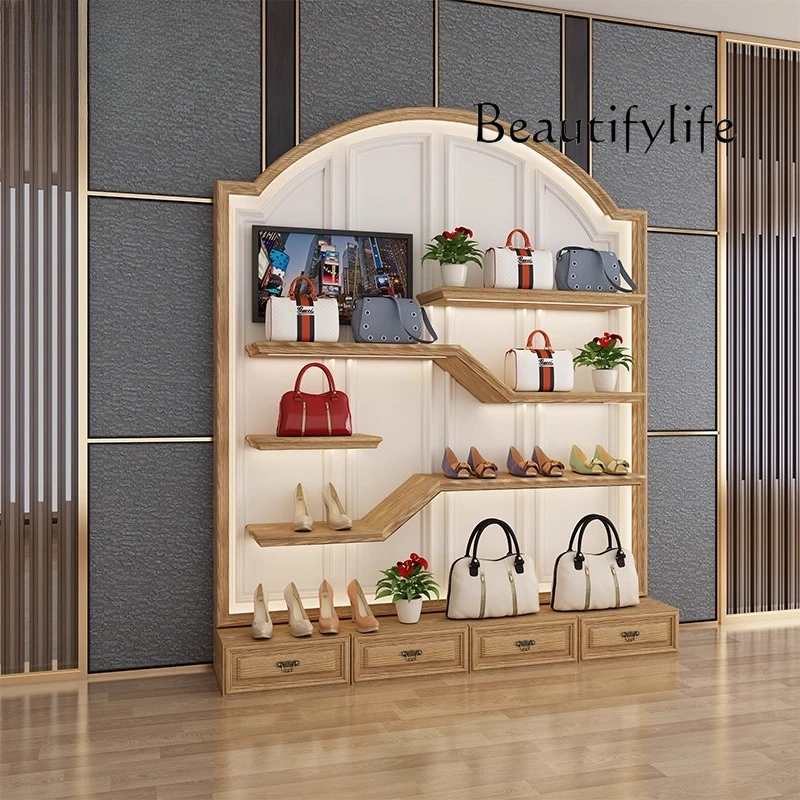 Clothing store shoe and bag display cabinet shoe rack simple bag shelf display rack custom container boutique display cabinet