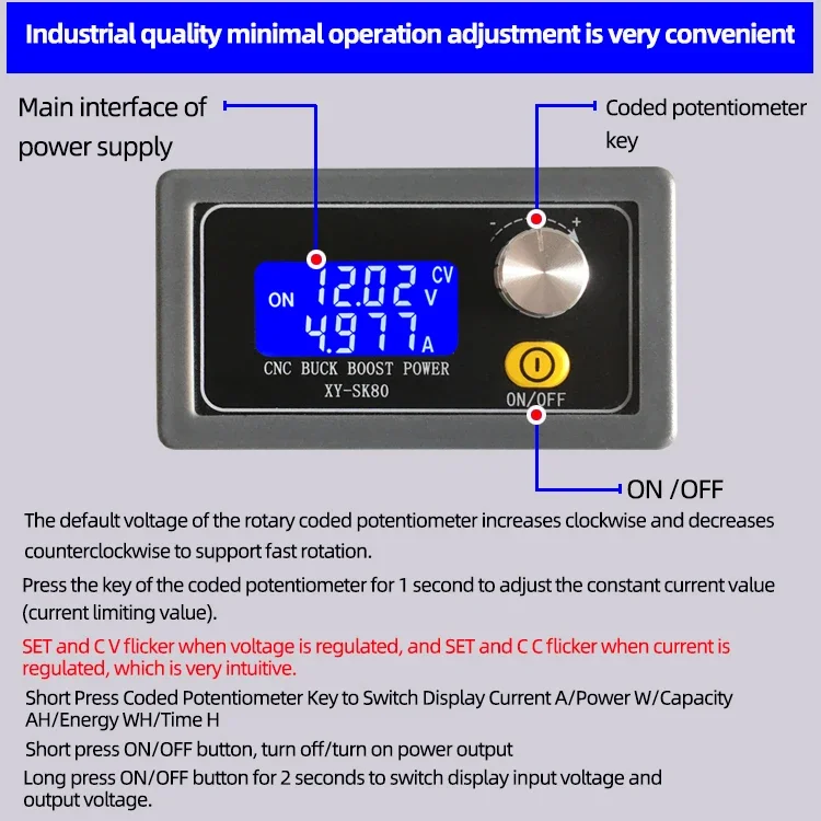 DC DC Buck Boost Converter CC CV 0.6-36V 5A Power Module Adjustable Regulated power supply For arduino Module Board