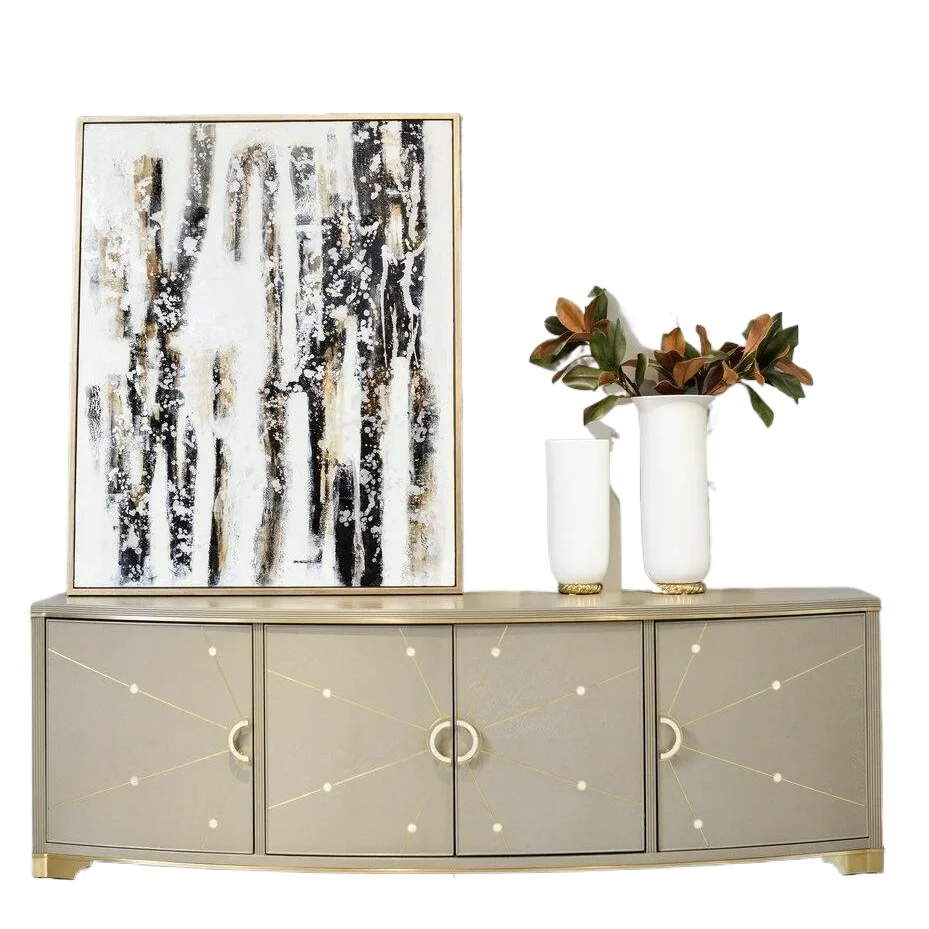 

American light luxury TV cabinet solid wood modern simple living room high-end floor cabinet