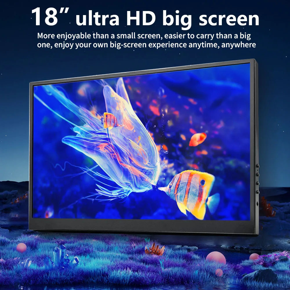 ZEVN 18 Inch 200Hz Portable Monitor For Gaming 2.5K QHD Big Screen Laptop Extended Display With VESA Hole Back Bracket