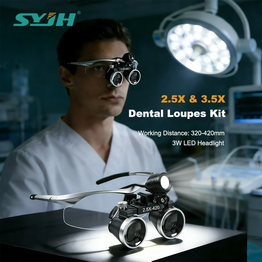 2.5/3.5X Dental Loupes Lab Medical Magnification Binocular Magnifier WIth 3W Headlight Medical Operation Loupe Dentist Tools