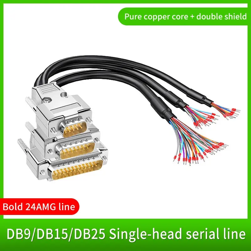 DB9 DB15 DB25 Plug with Connection Line Industrial 24AWG 9 15 25 Pin Terminal Connector Cable RS232 Serial Cable D-SUB 9 Pin M/F