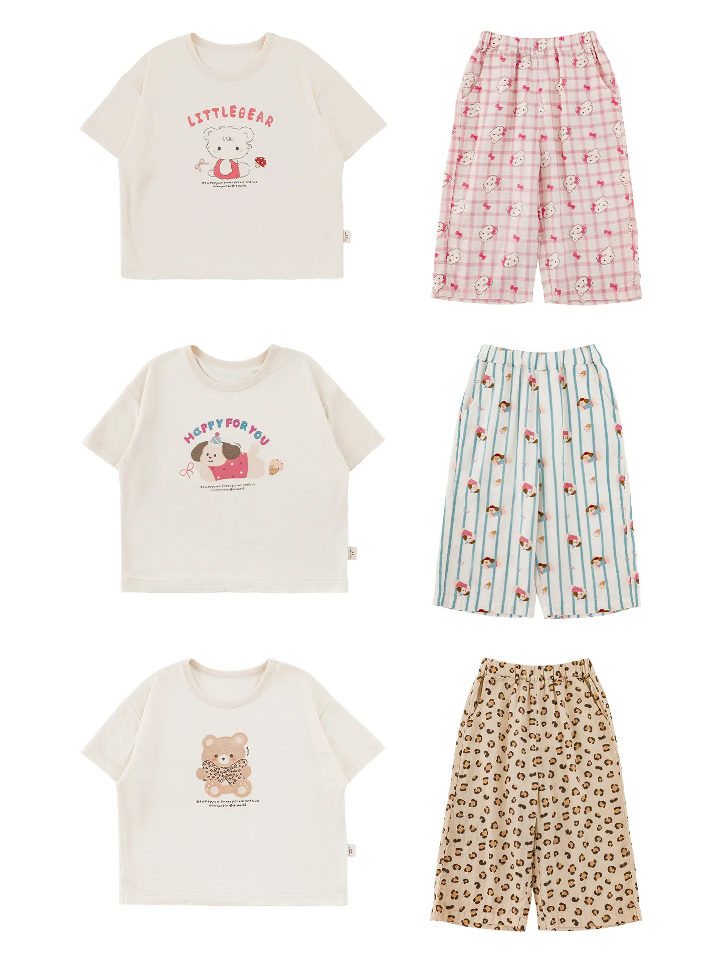 

2026 New Girls Summer Anti-mosquito Pajamas Set Cute Cartoon Casual Home Clothes Air-conditioning Loungewear