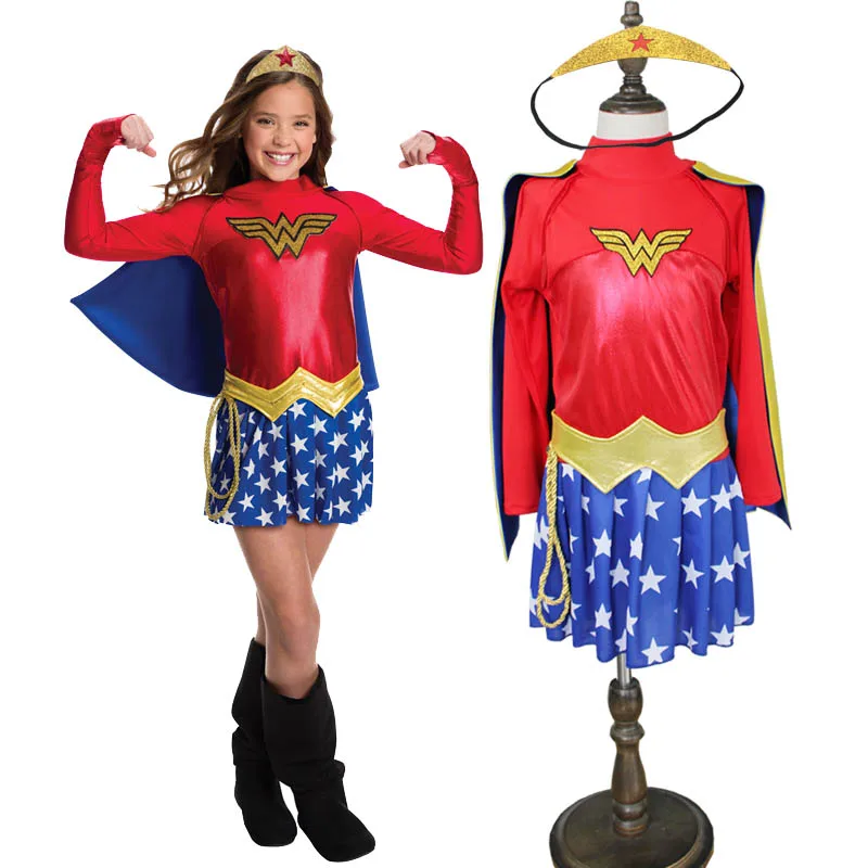 Kids Superhero Cosplay Costumes Super Girls Dress Superwoman Dress Super Hero Halloween Clothes image 4