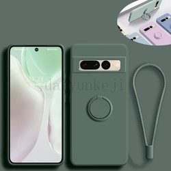 Liquid Silicone Case For Google Pixel 9 10 7 8 6 Pro Pixel 9A 6A 7A 8A 5 Phone Case Soft Cover Ring Holder with Screen Protector