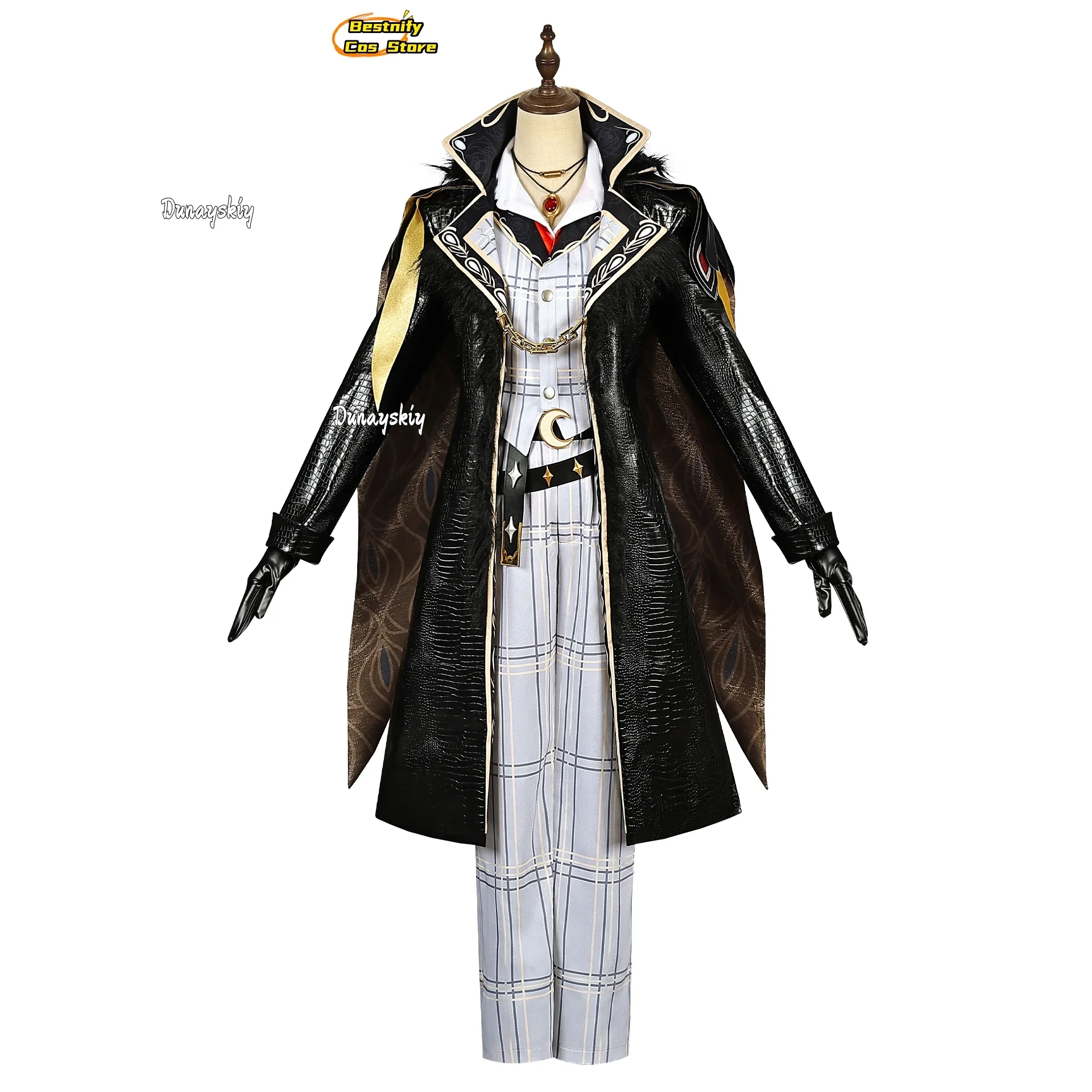 أزياء CosplayGame Identity V Prospector التأثيرية أزياء كلاسيكية لفارس الرأس في القرون الوسطى زي رافينوس للعب الأدوار شعر مستعار دعامة الأحذية