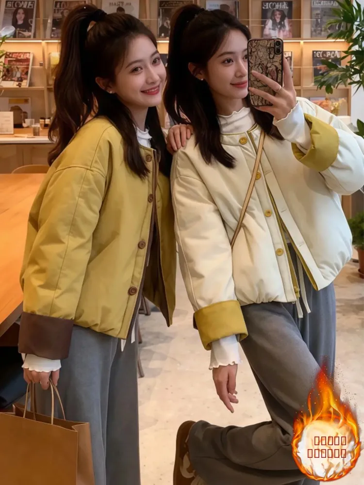 

Женская хлопковая куртка свободного кроя для похудения, маленький размер, осень-зима 2026, новый дизайн, легкая, с хлопковым наполнителем, в корейском стиле