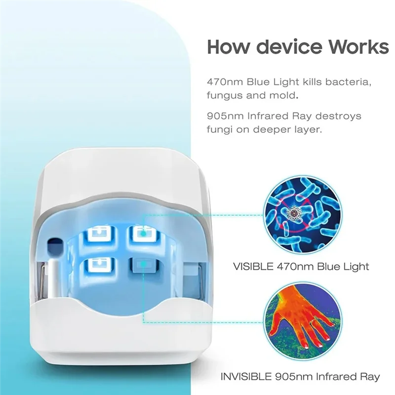 TKOH-علاج فطريات الأظافر LED جهاز ليزر 905Nm ضوء الأشعة تحت الحمراء 470Nm الضوء الأزرق USB تهمة ل فطار الأظافر للتنظيف #4