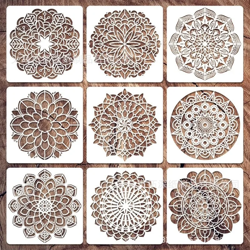 

9PCS Embroidery Templates Reusable PET Sewing Stencils DIY Embroidery Patterns Geometric Line Quilting Template Decorative