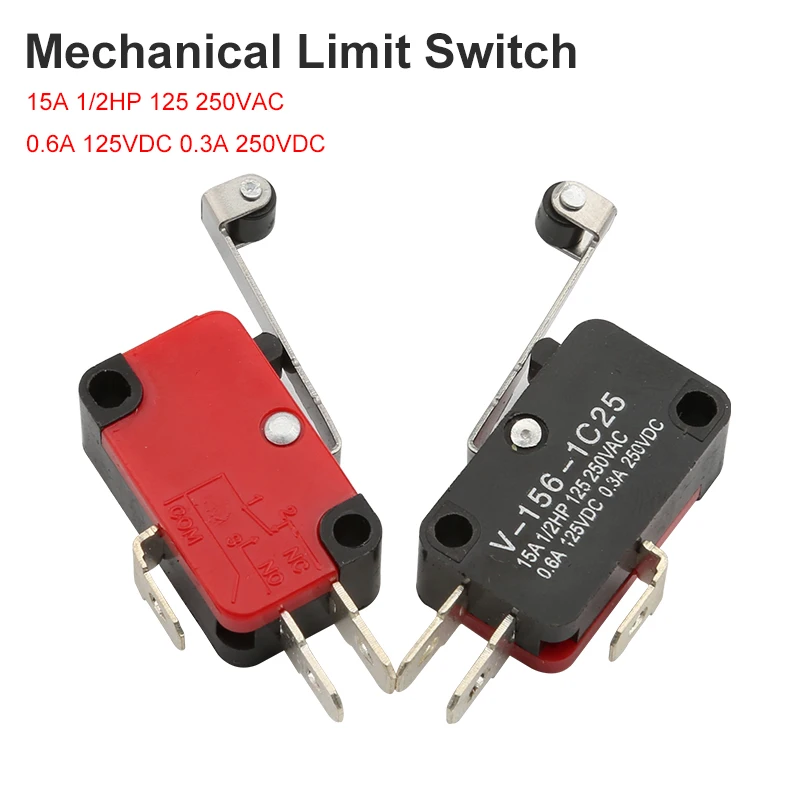 Microswitch 15A 1/2HP 125 250VAC Mini Limit Switch 0.6A 125VDC 0.3A 250VDC Roller Arc Rod Quick Action Push Microswitch