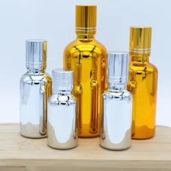 5/10/15/30/50/100ml Gold / Silver Thick Glass Roll On Essential Oil Empty Perfume Bottle Roller Stainless Steel Ball Refillable