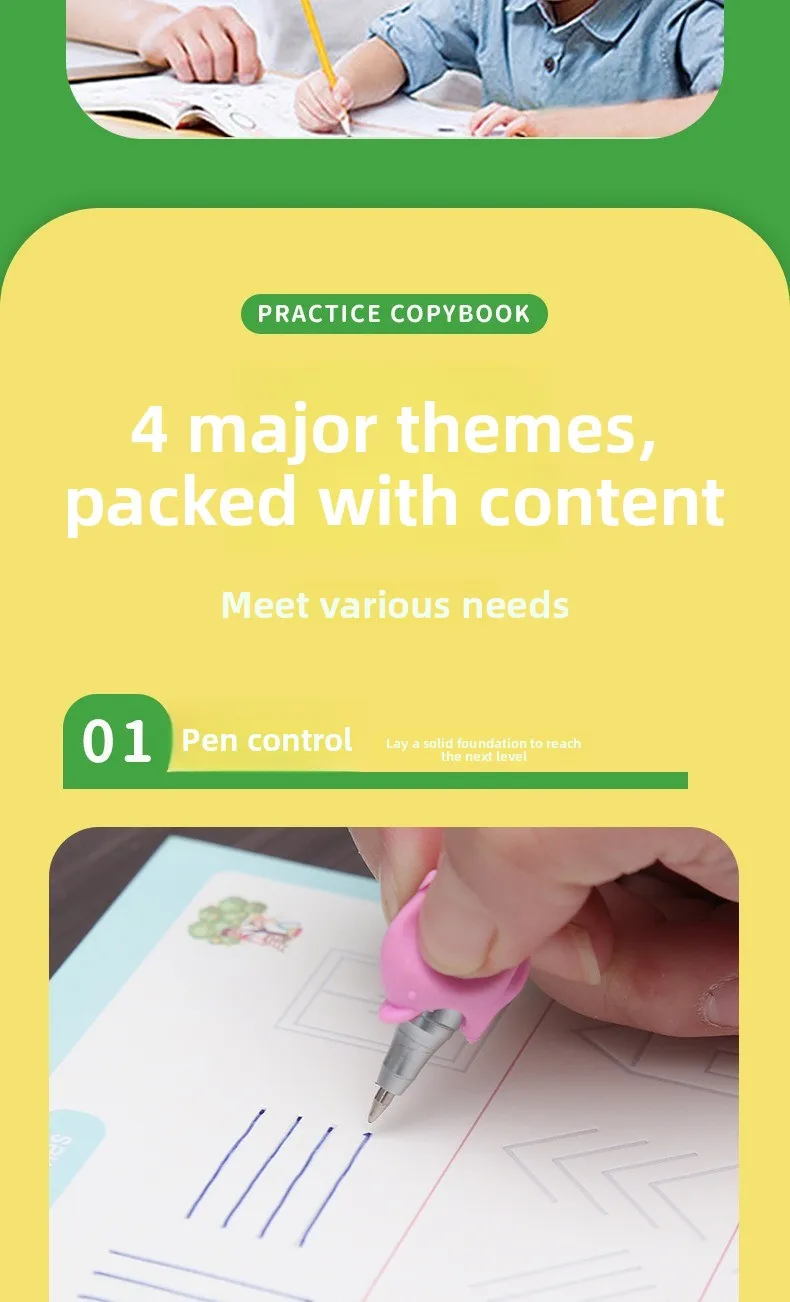 Groove Control Pen-Übungskalligraphie für Kinder, englische alphanumerische mathematische Zeichnung, Trainings-Übungsbuch – Detail 3