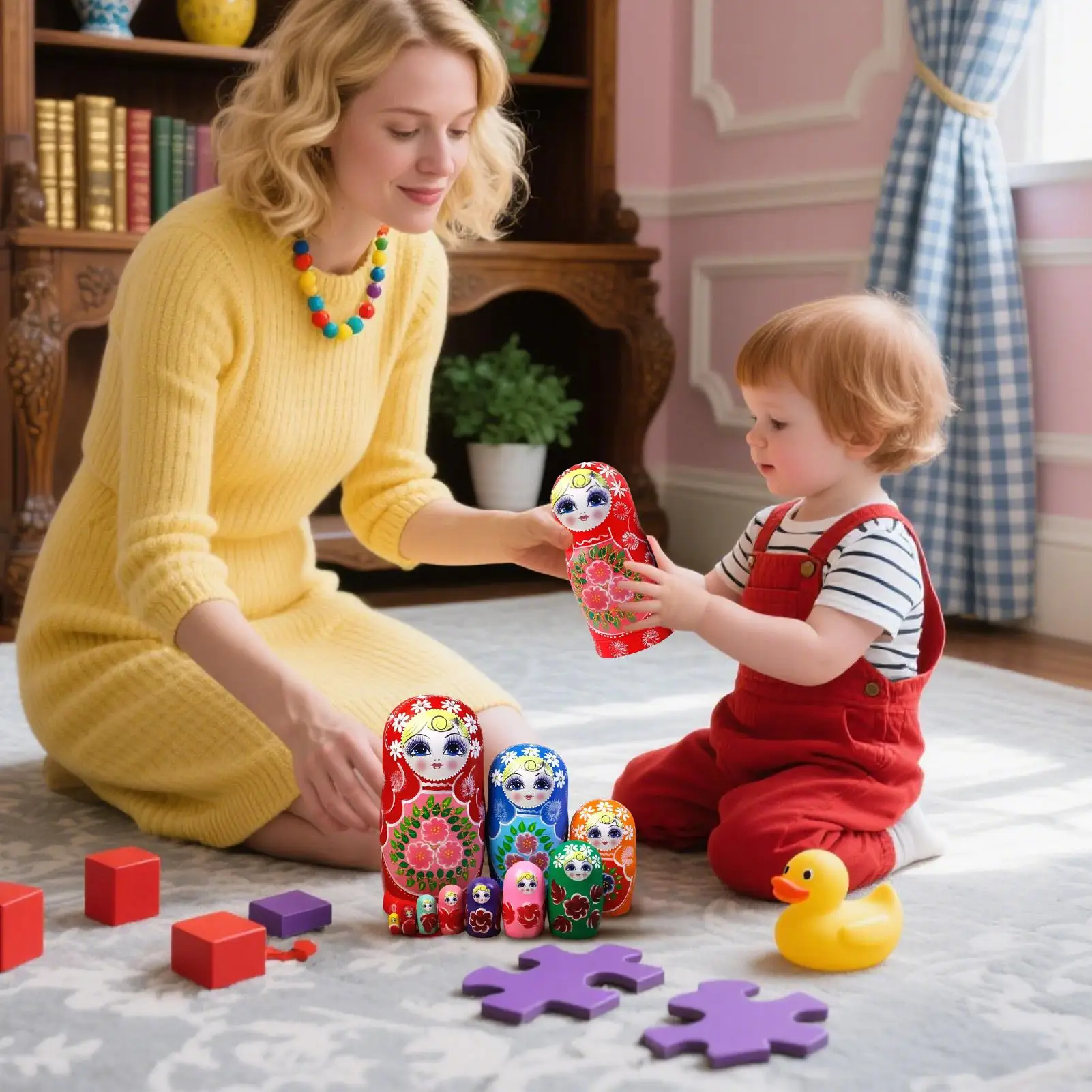 Bambole di nidificazione matrioska russe dipinte a mano a 10 strati Giocattolo educativo in legno per bambini che imparano lo smistamento Divertimento regalo di compleanno