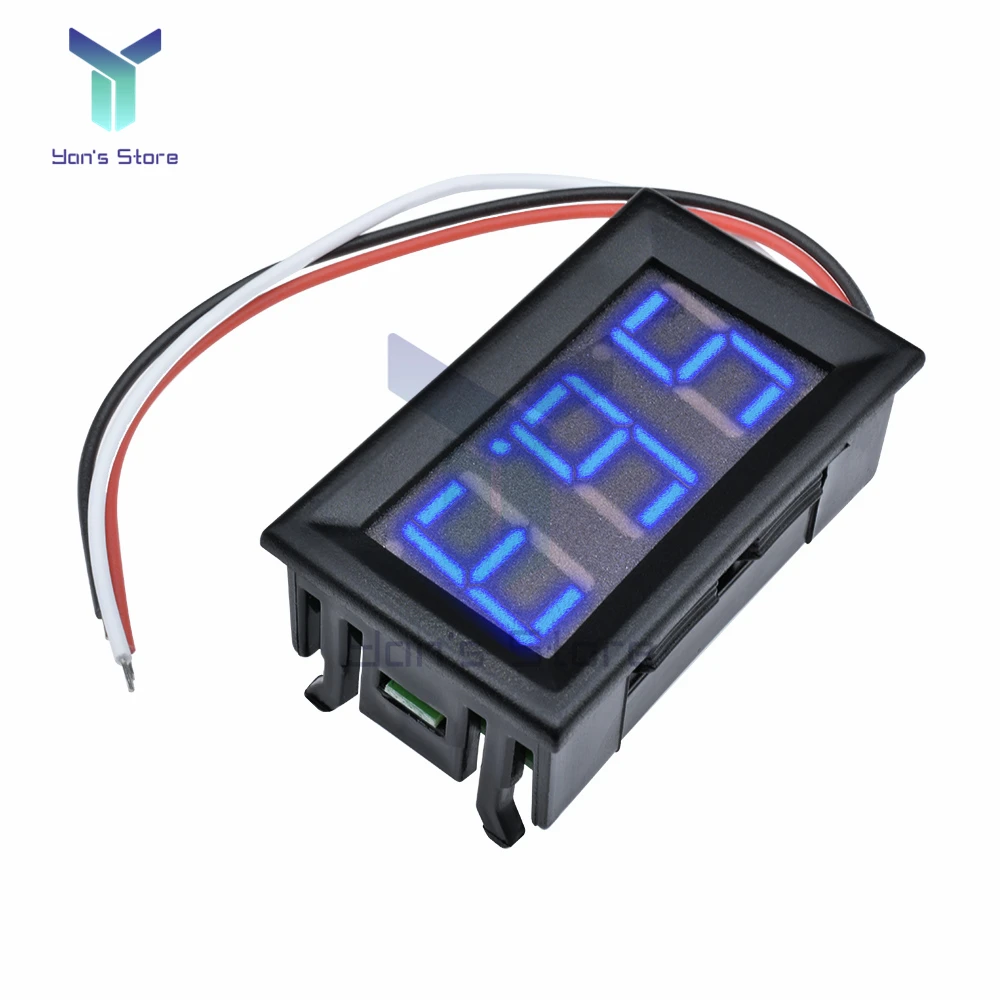 หลอดดิจิตอล LED Voltmeter DC 0-99V แรงดันไฟฟ้า Meter Tester DC Amp เครื่องวัดโวลต์มิเตอร์สามสายโวลต์มิเตอร์ใหม่ DIY เครื่องมือ