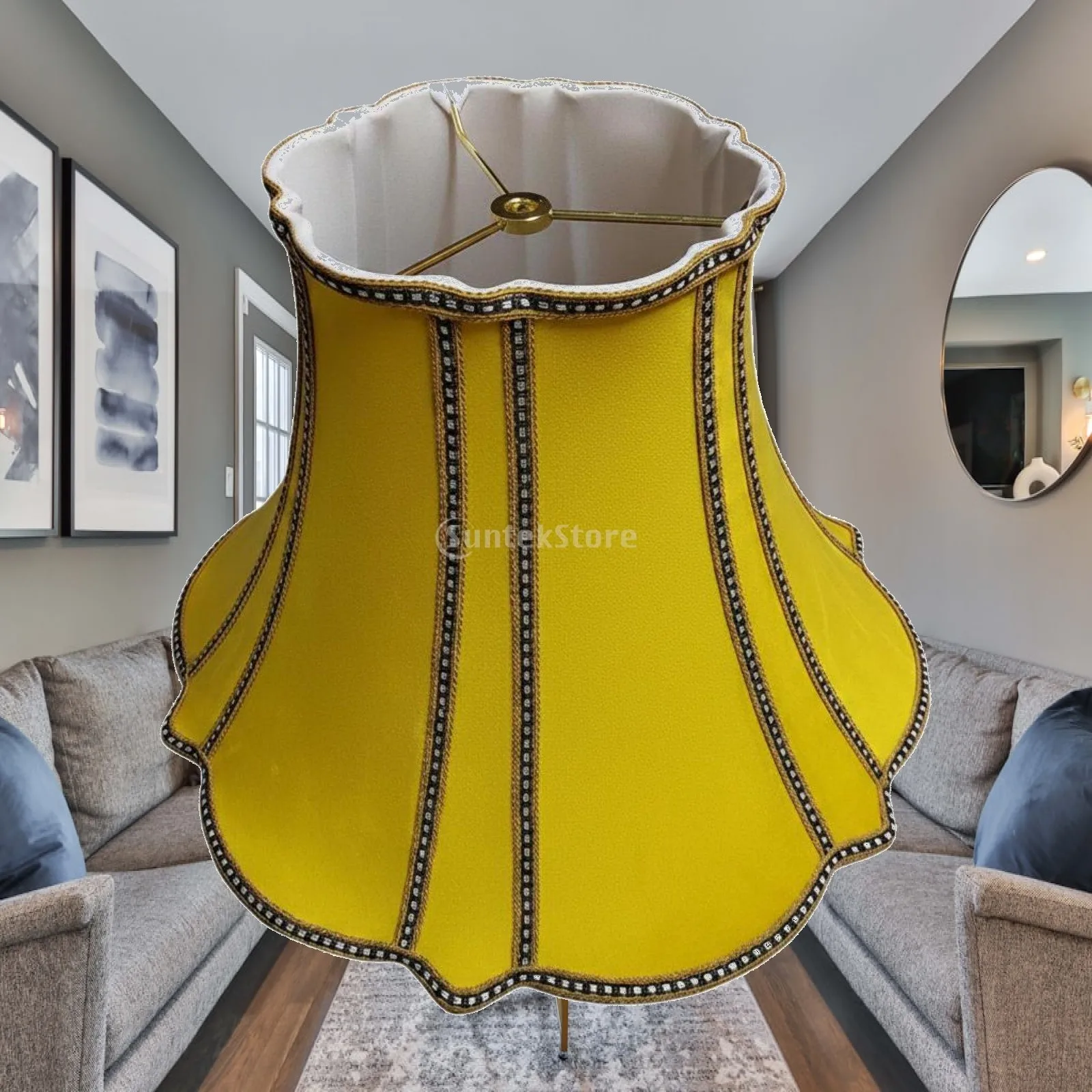 Large Velvet Lamp Shade Soft Yellow Lampshade for Table Lamp Standing Floor Lamp Modern Home Lighting
