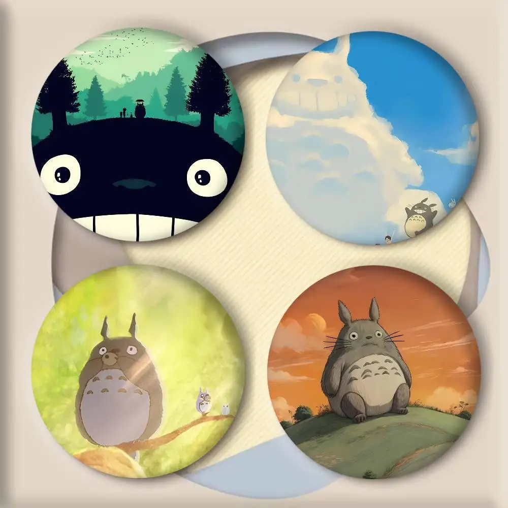 Anime Cartoon Movie My N-Neighbour T-Totoro Manga Badges Round  Cartoon Brooch Clothes Backpack Accessories Lapelnd Laserh