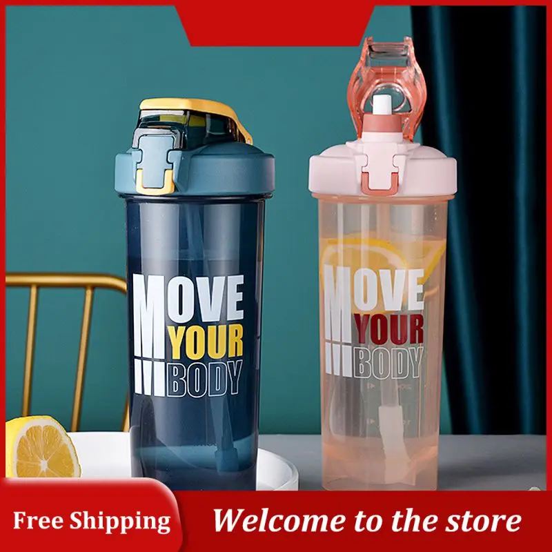 Sport Shaker Bottle 800ML Large Capacity With Straw Shaker Bottle Protein Powder Milkshake Cup Outdoor Portable Plastic Bottle