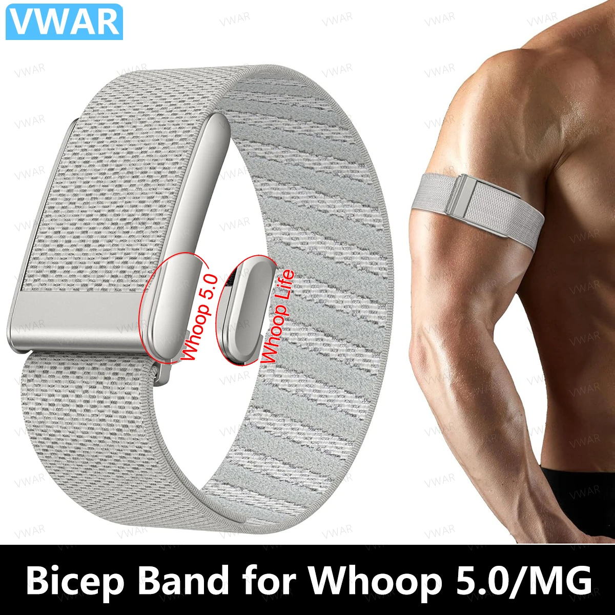 

VWAR Bicep Band for Whoop 5.0 One+Peak Life Breathable Sport Nylon Superknif Strap for Bicep Bands for Whoop 5.0 MG ECG Version