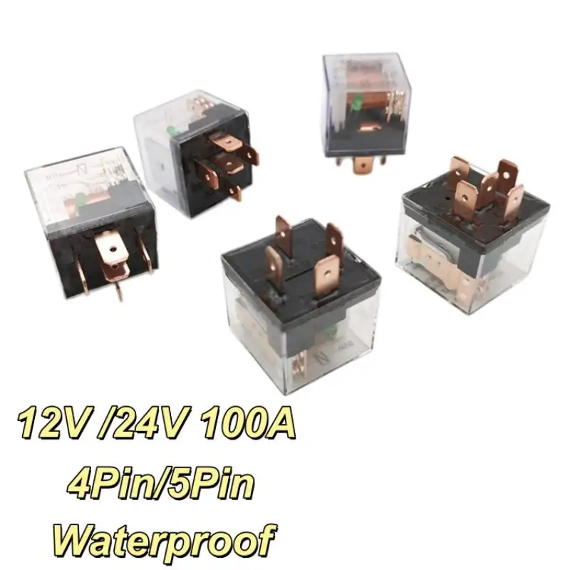 1pcs Waterproof Automotive Relay 12V 100A 5Pin SPDT Car Control Device Relays DC 24V High Capacity Switching