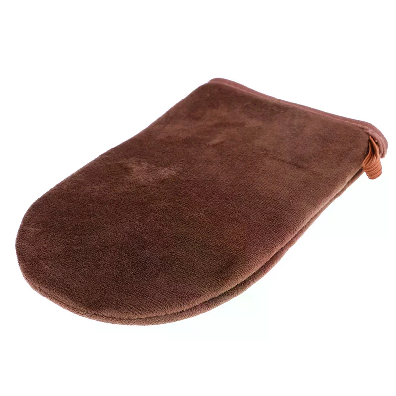 قفازات تسمير البشرة باللون البني القابلة لإعادة الاستخدام، قفاز كريم لوشن موس لتنظيف الجسم