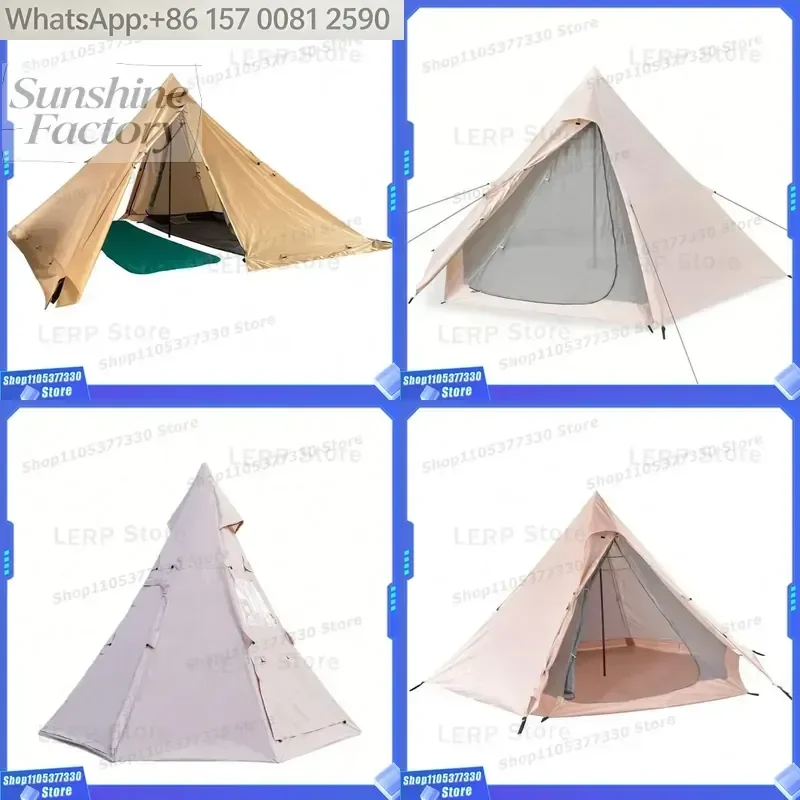 Hot Tents with Stove Jack Wind-Proof Warm Winter Canvas Aluminium Pvc Outdoor Pyramid Camping Tent