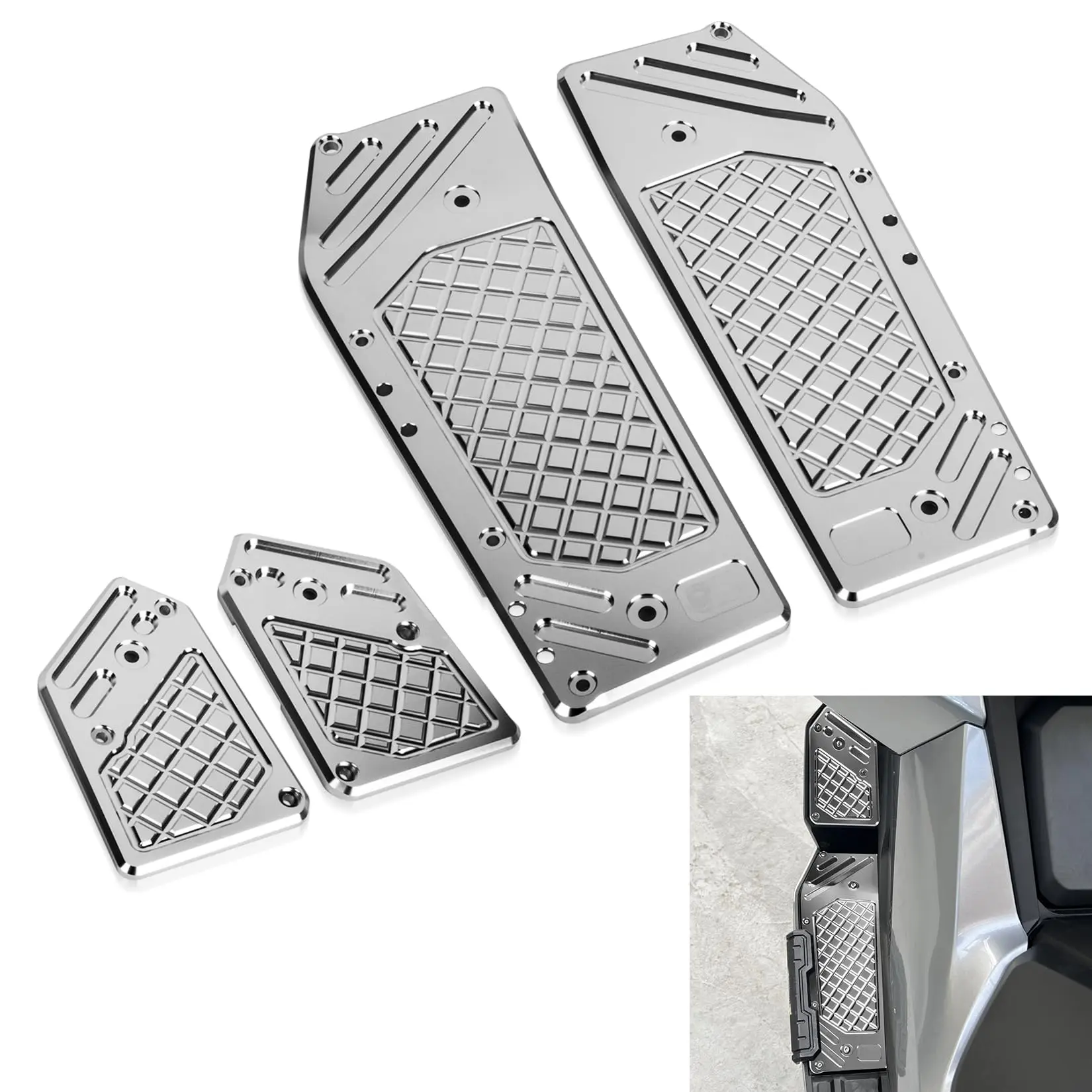 Motorcycle CNC Aluminum Silver Front Driver Foot Pegs Footrests Decorative Foot Pedal Accessories for Honda ADV 350 2022-2023