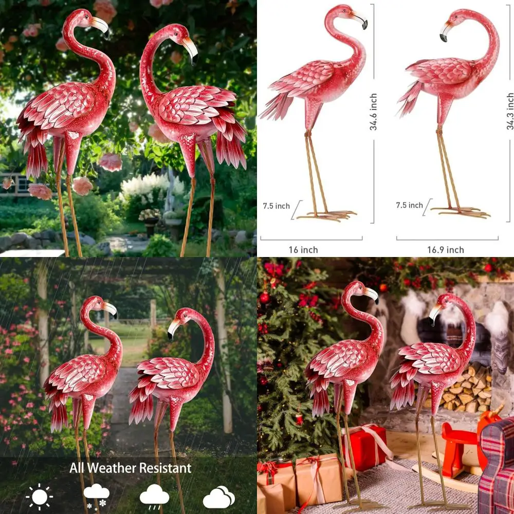 

Большие розовые металлические уличные статуи фламинго, художественные скульптуры для садового двора, украшения для домашнего газона, уникальный декор розового фламинго