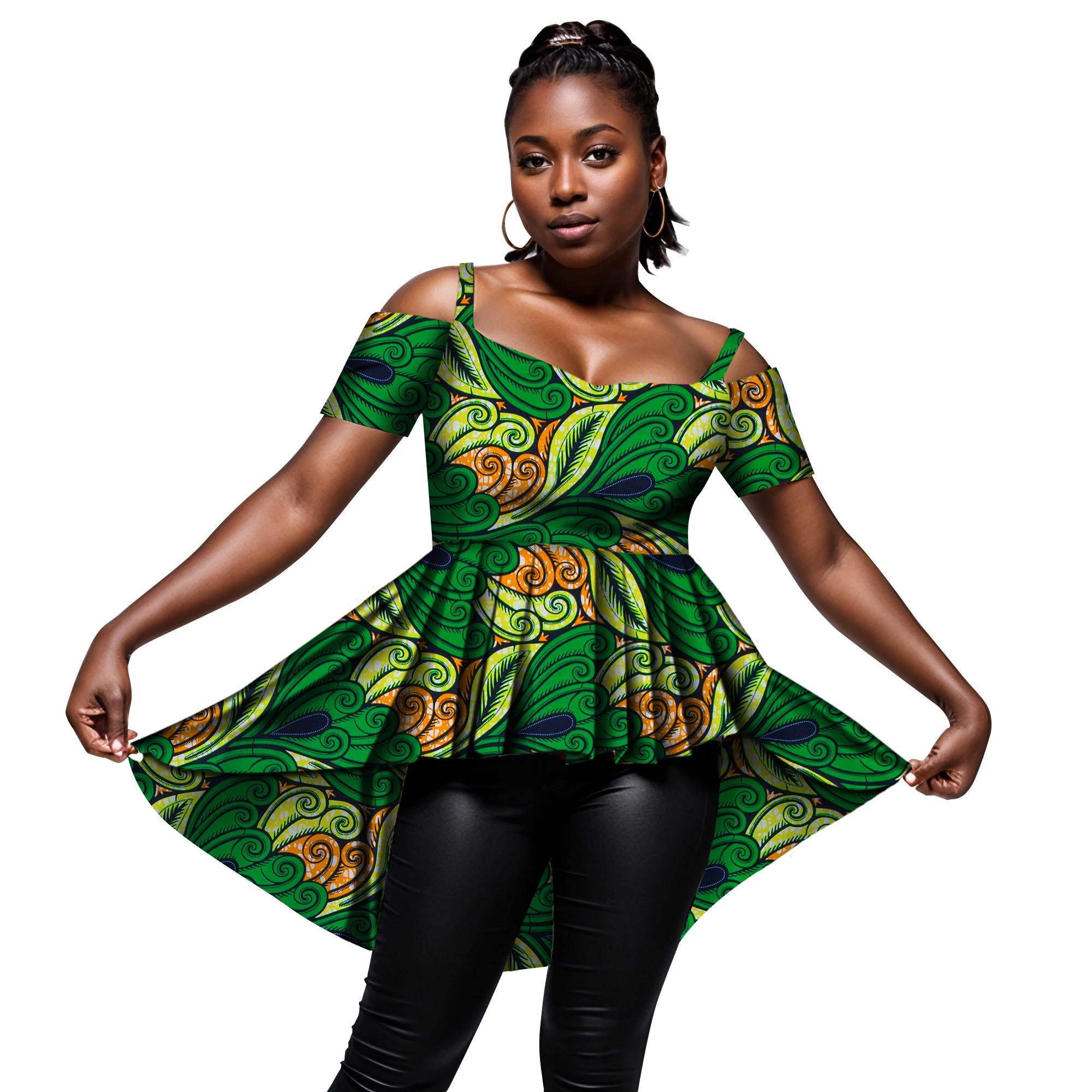 

Африканская женская рубашка Dashiki Wax Africa Одежда без рукавов на подтяжках Верхнее платье Africaine Bazin Femme Одежда Wy4326