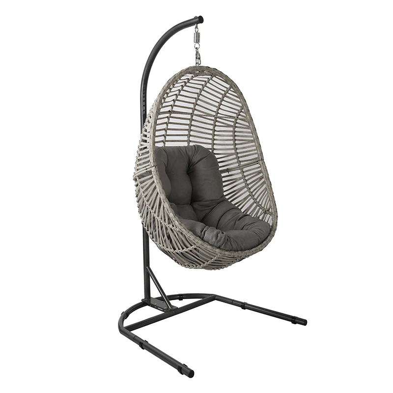 High Profit Swing Suspended Wicker Chair Suspended Garden Chair, Adult Size Rattan Black Flower Egg Swing Chair Indoor