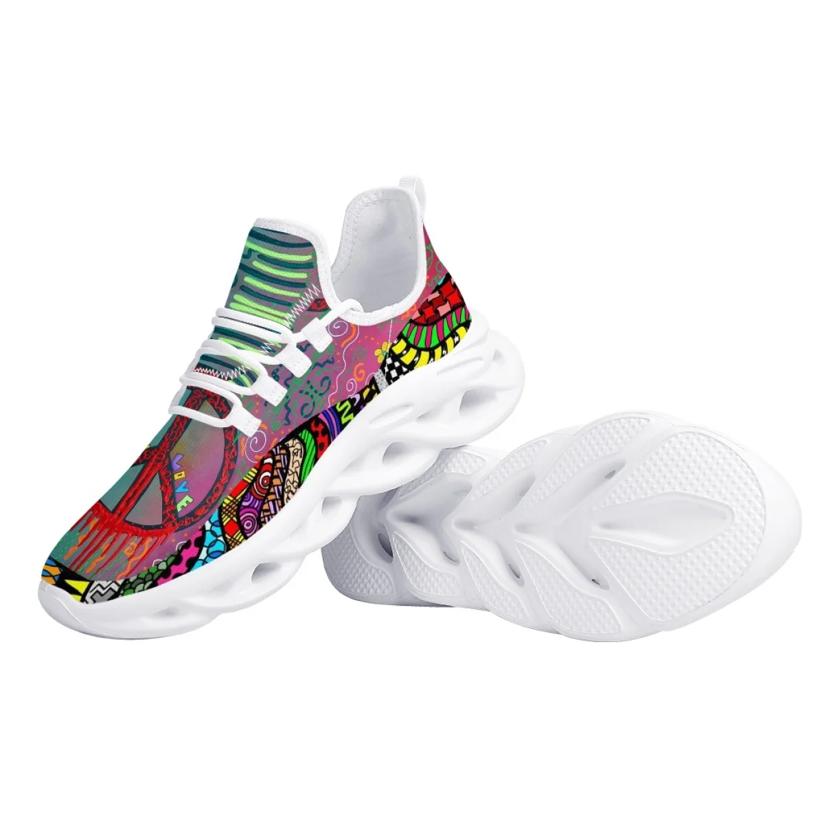2023 New Stylish Peace Love Shoes Women Breathable Round Toe Casual Jogging Sneakers Fashion Ladies Dirt Resistant Footwear