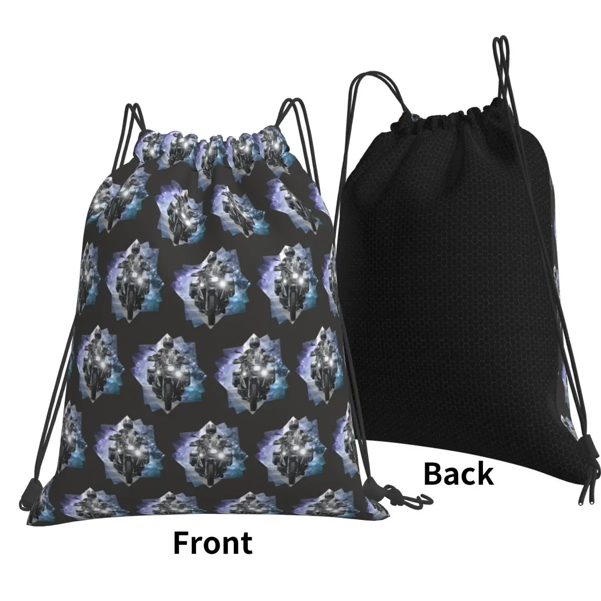 Adventure Motorcycle Painting Style Backpacks Multi-function Drawstring Bags Shoes Bag Book Bags for Travel School